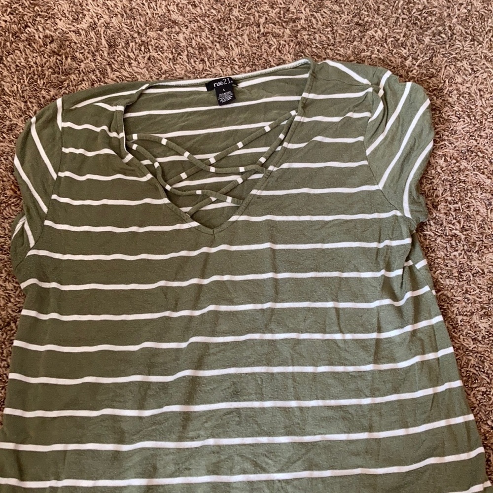 Green striped tee
